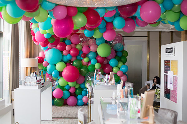 freeman beauty influencer event balloon entrance
