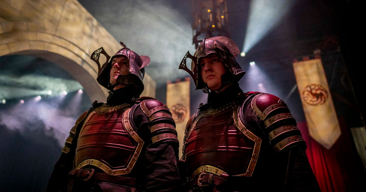 men dressed as knights at the bleed for the throne SXSW pop up experience