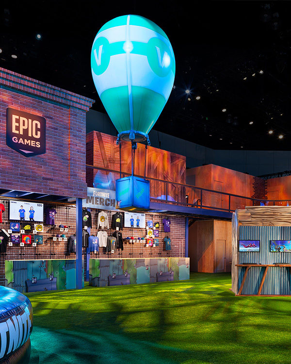 fortnite e3 booth esports merch store gaming demos supply drop secenic production