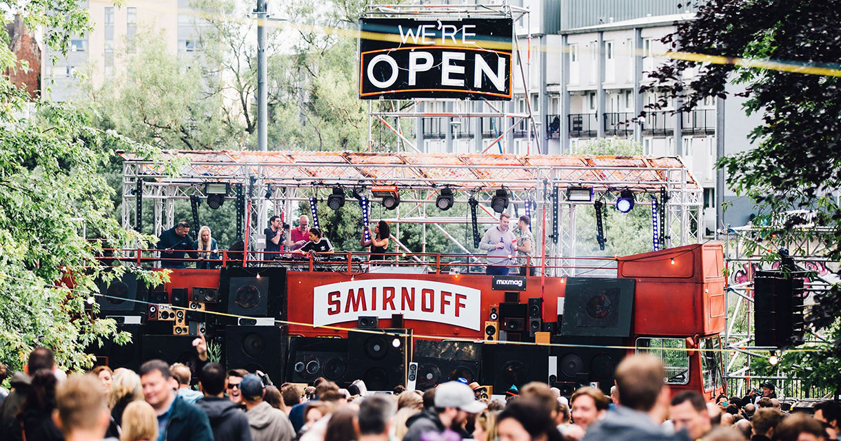 image of smirnoff vodka stage brand activation with audience watching performance for the attention economy