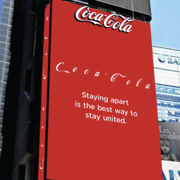 Major brand cocacola billboard with a quote saying 