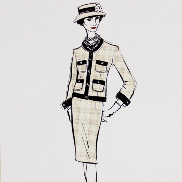 illustration of a women dressed in coco Chanel designer clothing for women's history month
