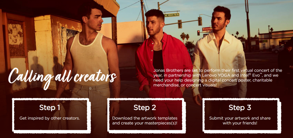 Screenshot from Jonas Brothers Lenovo Yoga Creators website
