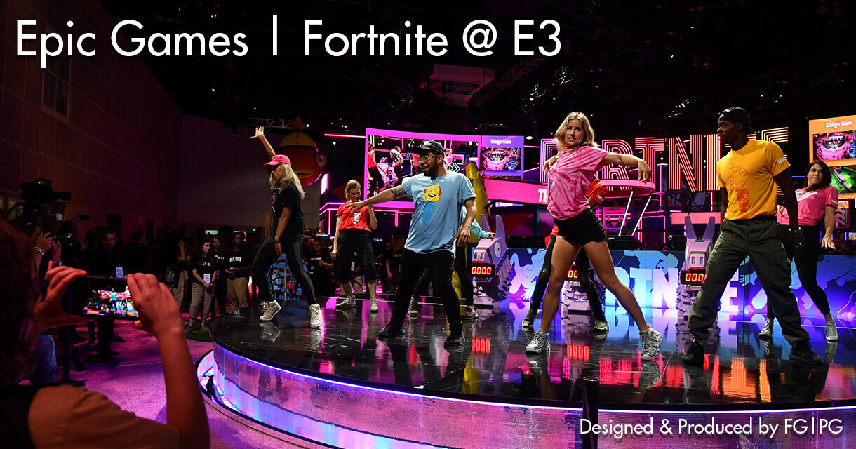 Epic Games and Fortnite event with dancers on stage at E3 live event for the new roaring 20's article