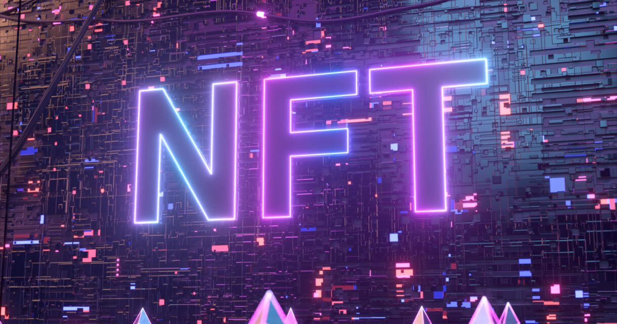 illustration of the word NFT with a digitized background for an NFT Minting blog