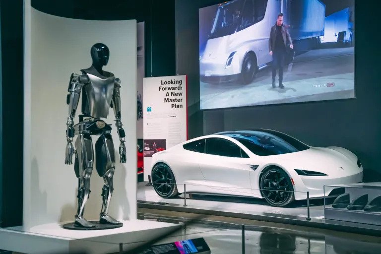 Robot and White Tesla Exhibit