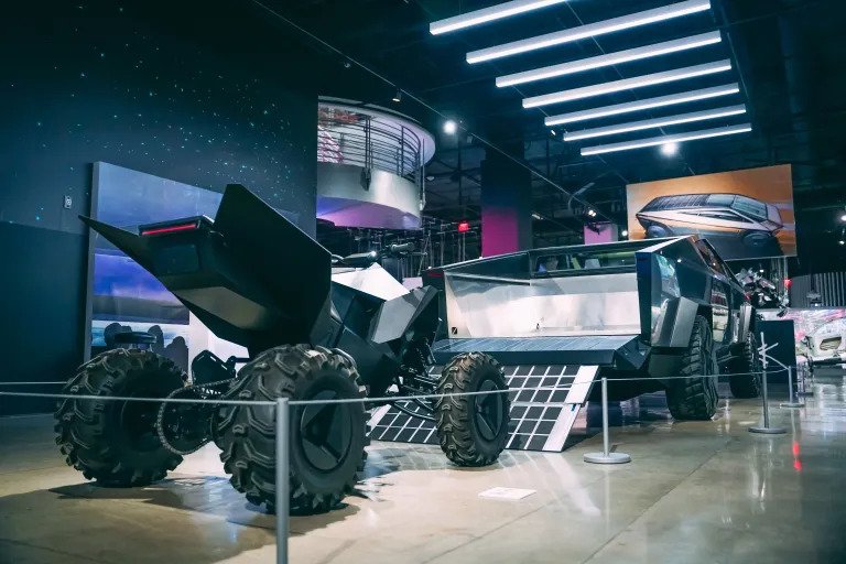 Tesla Truck and ATV at Tesla Exhibit in Petersen Automotive Museum