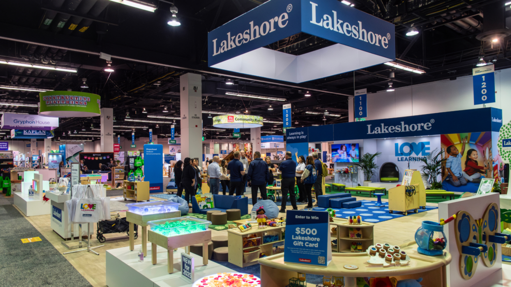 Lakeshore trade show booth with interactive elements